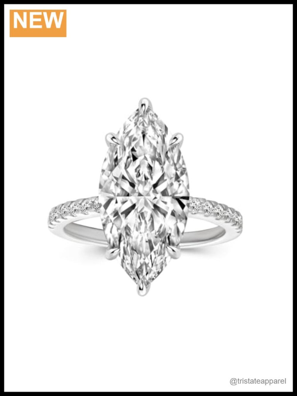 Marquise Cut Engagement Ring 925 Sterling Silver 18K White Gold Plated